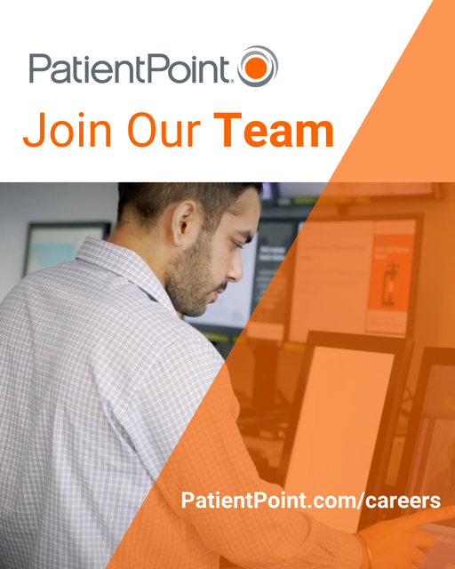 May be an image of one or more people, screen, office and text that says 'PatientPoint Join Our Team PatientPoint.com/careers'